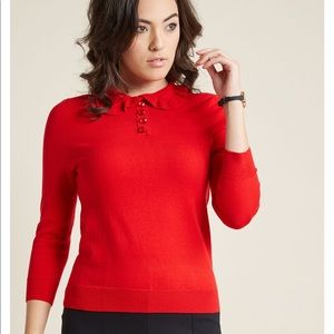 ModCloth Retro Sweater Peter Pan Ruffle Collar